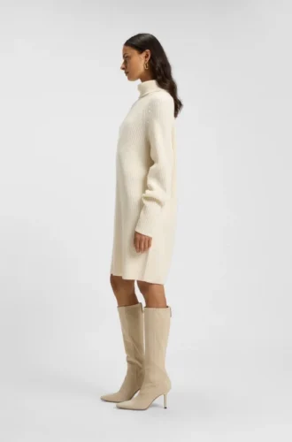 Rollkragen-Pullover-Kleid aus Schurwolle und Kaschmir