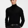 Rollkragenpullover aus Merinowolle mit gesticktem Logo