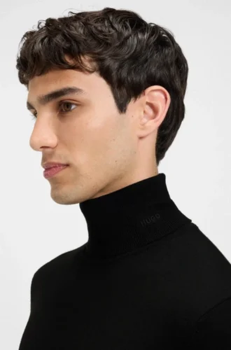 Rollkragenpullover aus Merinowolle mit gesticktem Logo