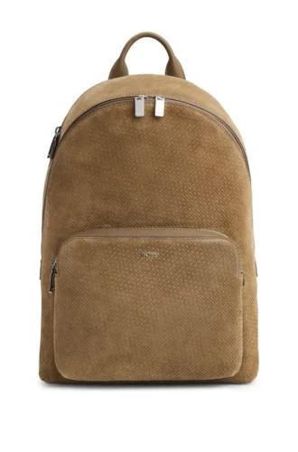 Rucksack aus Wildleder mit Monogramm-Prägung