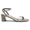 Sandalen aus Metallic-Leder mit Blockabsatz