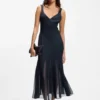 Satin-Kleid mit Organza-Einsätzen
