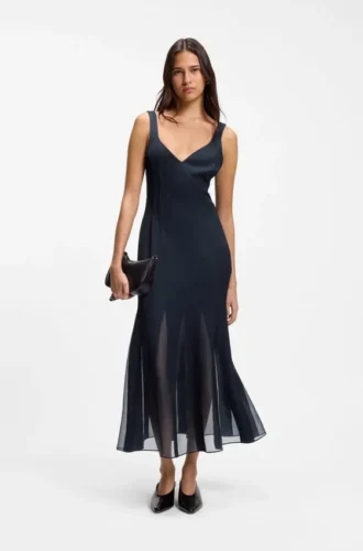 Satin-Kleid mit Organza-Einsätzen