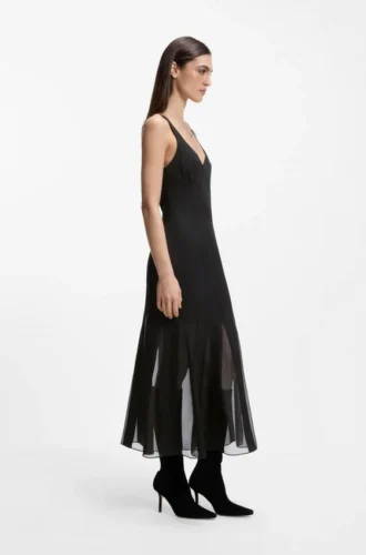 Satin-Kleid mit Organza-Einsätzen