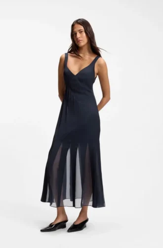 Satin-Kleid mit Organza-Einsätzen