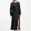 Satin-Maxikleid mit Wasserfall-Rücken