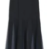 Satin-Röck mit transparenten Einsätzen