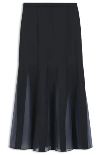 Satin-Röck mit transparenten Einsätzen