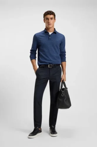 Schmal geschnittene Hose aus Baumwollmisch-Twill