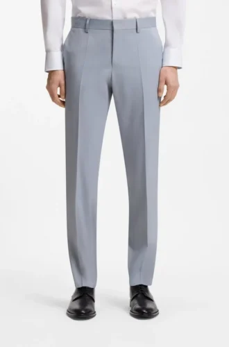 Schmal geschnittene Hose aus gemustertem Stretch-Chiffon