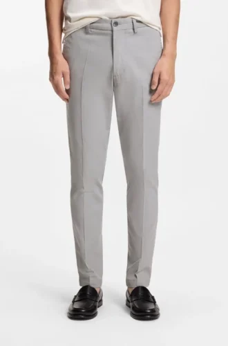 Schmal geschnittene Hose aus Stretch-Baumwolle mit Dobby-Muster