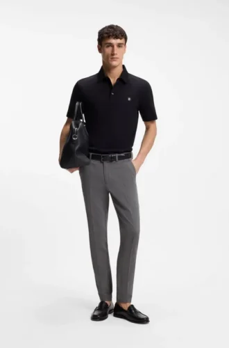 Schmal geschnittene Hose aus Stretch-Baumwolle mit Dobby-Muster