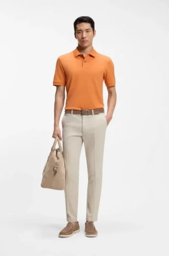 Schmal geschnittene Hose aus Stretch-Baumwolle mit Dobby-Muster