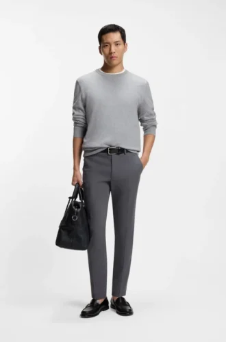 Schmal geschnittene Hose aus Stretch-Baumwolle mit Dobby-Muster