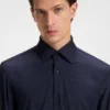 Schmal geschnittenes Hemd aus gebürstetem Performance-Stretch-Flanell