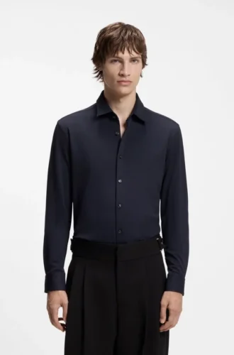 Schmal geschnittenes Hemd aus Performance-Stretch-Jacquard