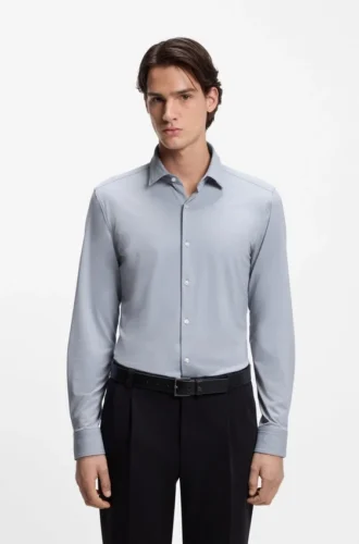 Schmal geschnittenes Hemd aus Performance-Stretch-Jersey