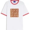 Schmal geschnittenes Ringer-T-Shirt aus Baumwolle mit grafischem Print