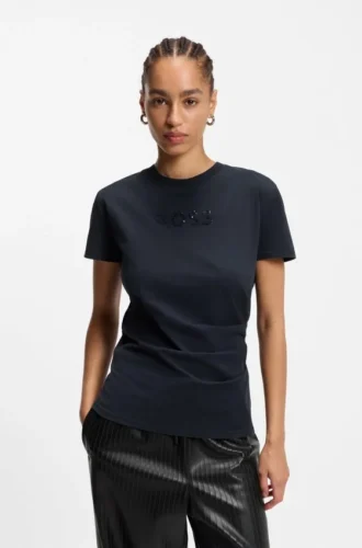 Schmal geschnittenes T-Shirt aus merzerisierter Baumwolle mit farblich abgestimmtem Aufdruck