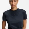 Schmal geschnittenes T-Shirt aus merzerisierter Baumwolle mit farblich abgestimmtem Aufdruck