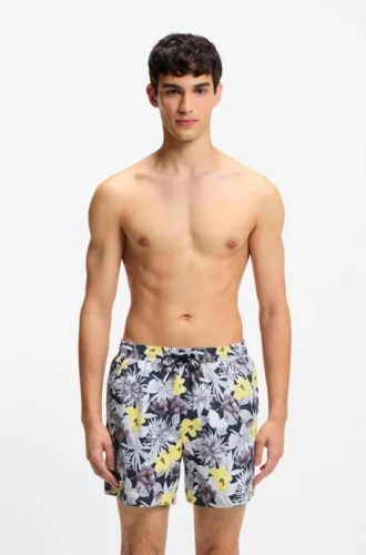 Schnelltrocknende Badeshorts mit Allover-Print