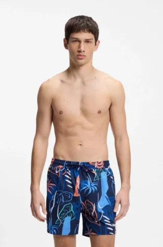 Schnelltrocknende Badeshorts mit Allover-Print