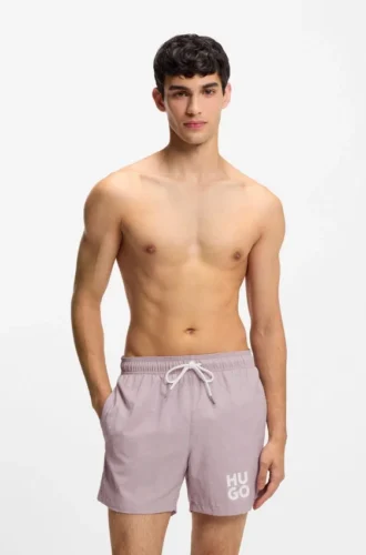 Schnelltrocknende Badeshorts mit aufgedrucktem Logo