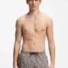 Schnelltrocknende Badeshorts mit Karomuster und gestapeltem Logo