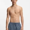 Schnelltrocknende Badeshorts mit Karomuster und gestapeltem Logo