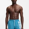 Schnelltrocknende Badeshorts mit vertikalem Logo-Print