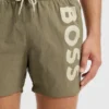 Schnelltrocknende Badeshorts mit vertikalem Logo-Print