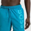 Schnelltrocknende Badeshorts mit vertikalem Logo-Print