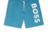 Schnelltrocknende Badeshorts mit vertikalem Logo-Print