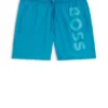 Schnelltrocknende Badeshorts mit vertikalem Logo-Print