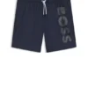 Schnelltrocknende Badeshorts mit vertikalem Logo-Print