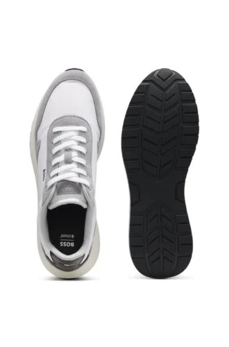 Schnürsneaker aus leichtem Stoff mit Wildlederbesatz