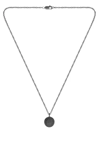 Schwarz beschichtete Halskette mit Double-B-Monogramm-Anhänger
