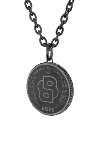 Schwarz beschichtete Halskette mit Double-B-Monogramm-Anhänger