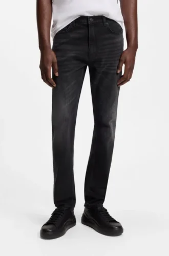 Schwarz-schwarze Jeans in Extra-Slim-Fit aus Stretch-Denim