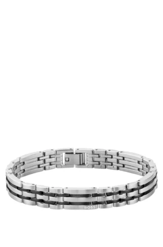 Schwarz-silberfarbenes Armband mit Logo-Verschluss