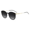 Schwarze Acetat-Sonnenbrille mit goldfarbenen Bügeln