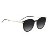 Schwarze Acetat-Sonnenbrille mit goldfarbenen Bügeln