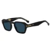 Schwarze Acetat-Sonnenbrille mit goldfarbenen Verzierungen