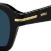 Schwarze Acetat-Sonnenbrille mit goldfarbenen Verzierungen