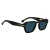 Schwarze Acetat-Sonnenbrille mit goldfarbenen Verzierungen