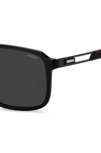 Schwarze Acetat-Sonnenbrille mit Gummi-Logo