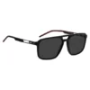 Schwarze Acetat-Sonnenbrille mit Gummi-Logo