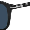 Schwarze Acetat-Sonnenbrille mit silberfarbenen Verzierungen