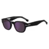 Schwarze Acetat-Sonnenbrille mit violetten Gläsern