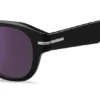 Schwarze Acetat-Sonnenbrille mit violetten Gläsern